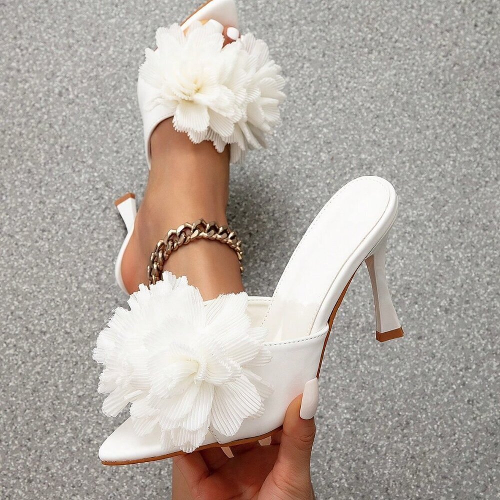 White Sexy Women's High Heel Sandals with Peep Toe